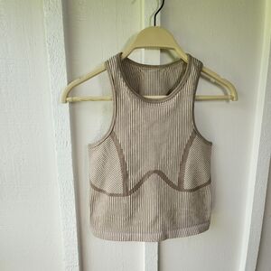 Good american Contour ribbed Cropped Top Tank Tan Size 1/2
